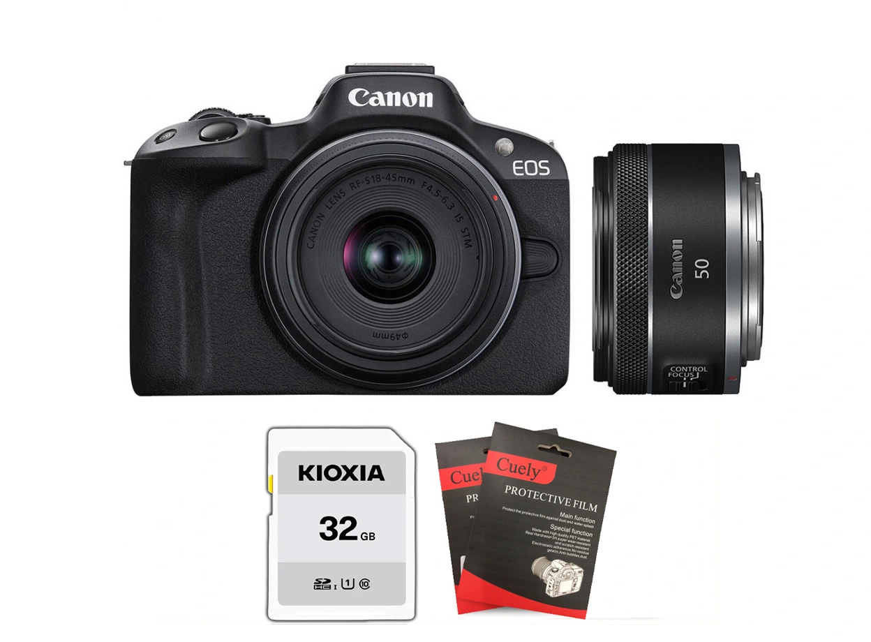 Canon EOS R50 + Kèm Kit Lens 18-45mm + RF 50mm f/1.8 STM (Chính hãng)