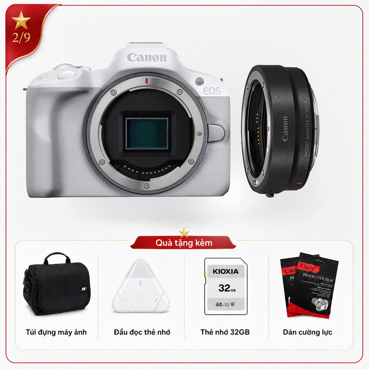 Canon EOS R50 + Kèm Ngàm Canon EF-EOS R (Chính hãng)