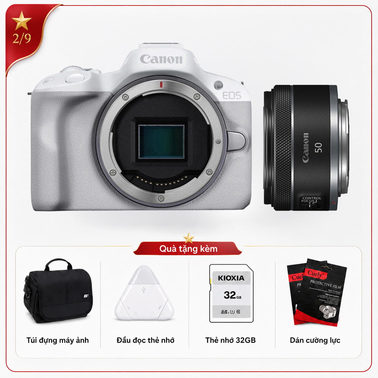 Canon EOS R50 + Lens Canon RF 50mm f/1.8 STM (Chính hãng)