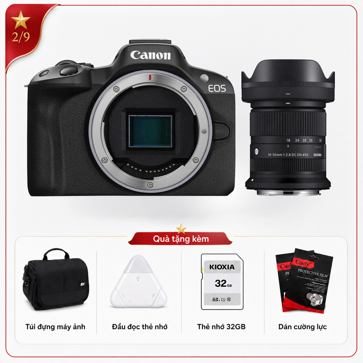 Canon EOS R50 + Kèm Lens Sigma RF-S 18-50mm f/2.8 (Chính hãng)