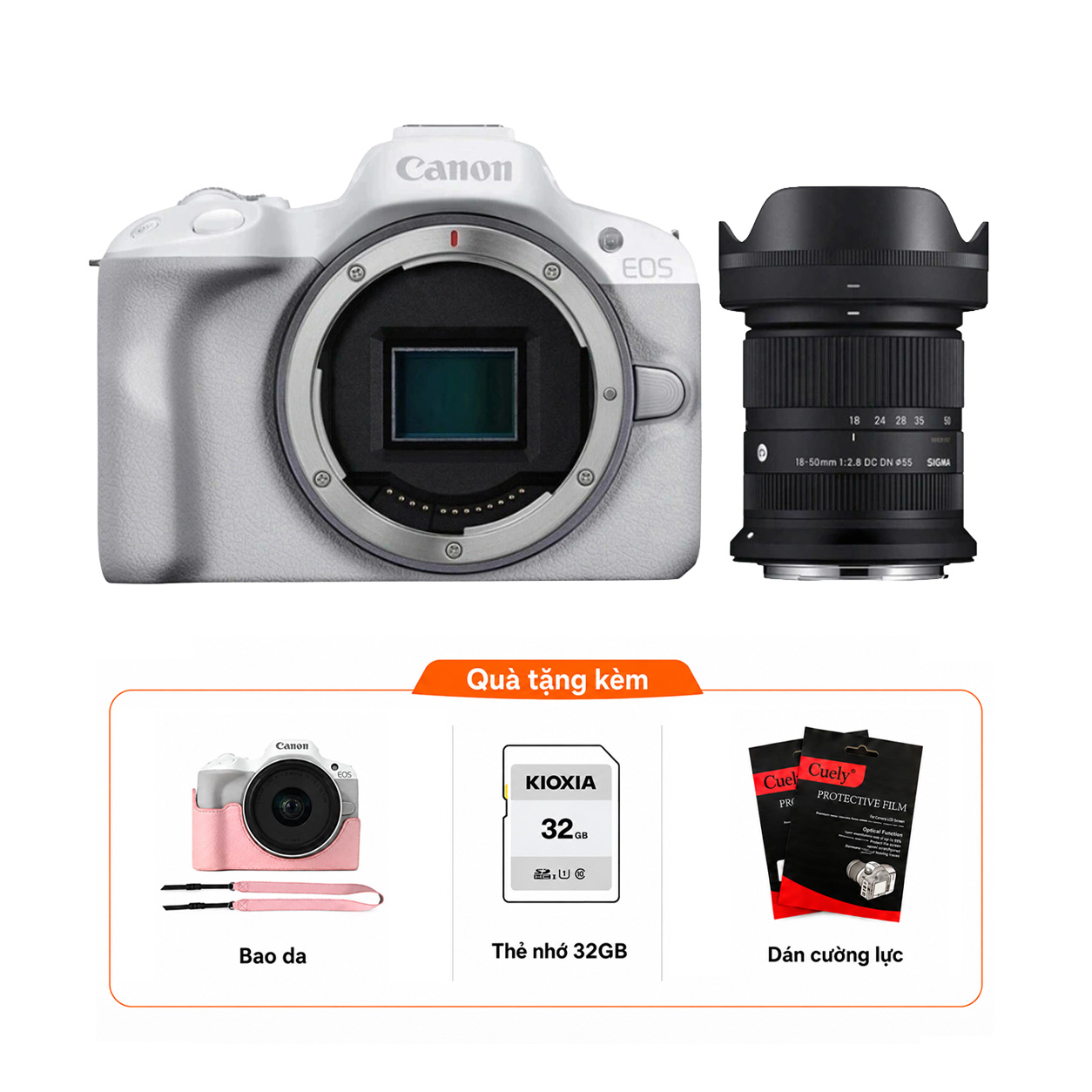 Canon EOS R50 + Kèm Lens Sigma RF-S 18-50mm f/2.8 (Chính hãng)