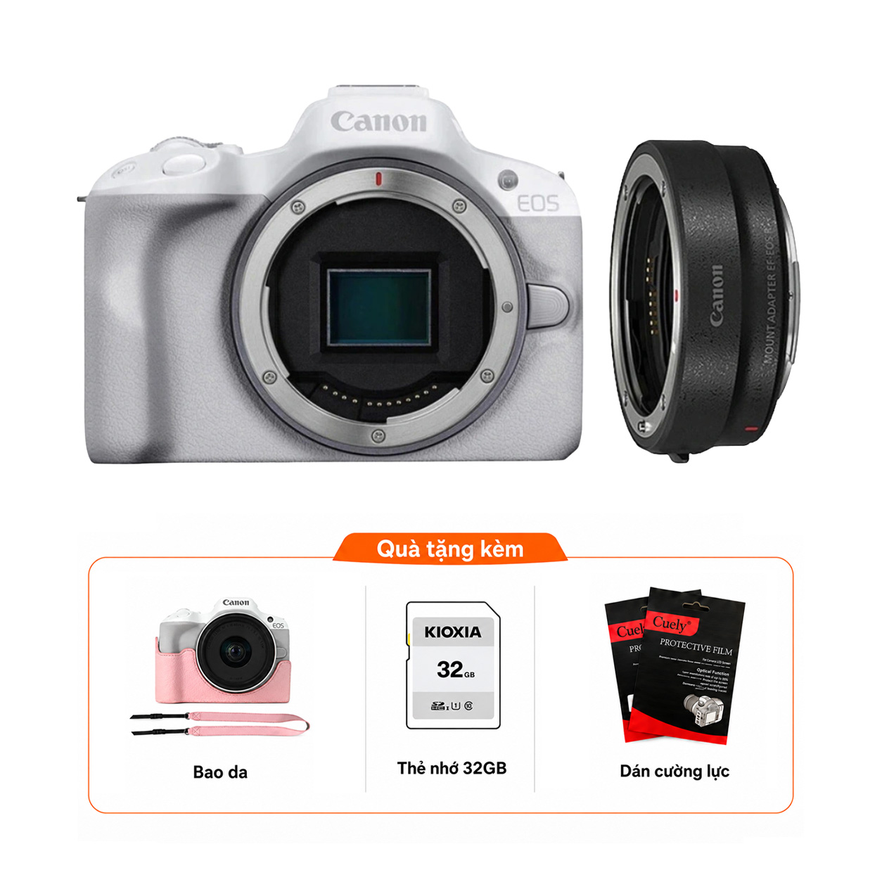 Canon EOS R50 + Kèm Ngàm Canon EF-EOS R (Chính hãng)