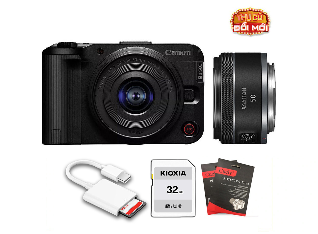 Canon EOS R50 V + Kit 14-30mm + Lens RF 50mm f/1.8 STM (Chính hãng)