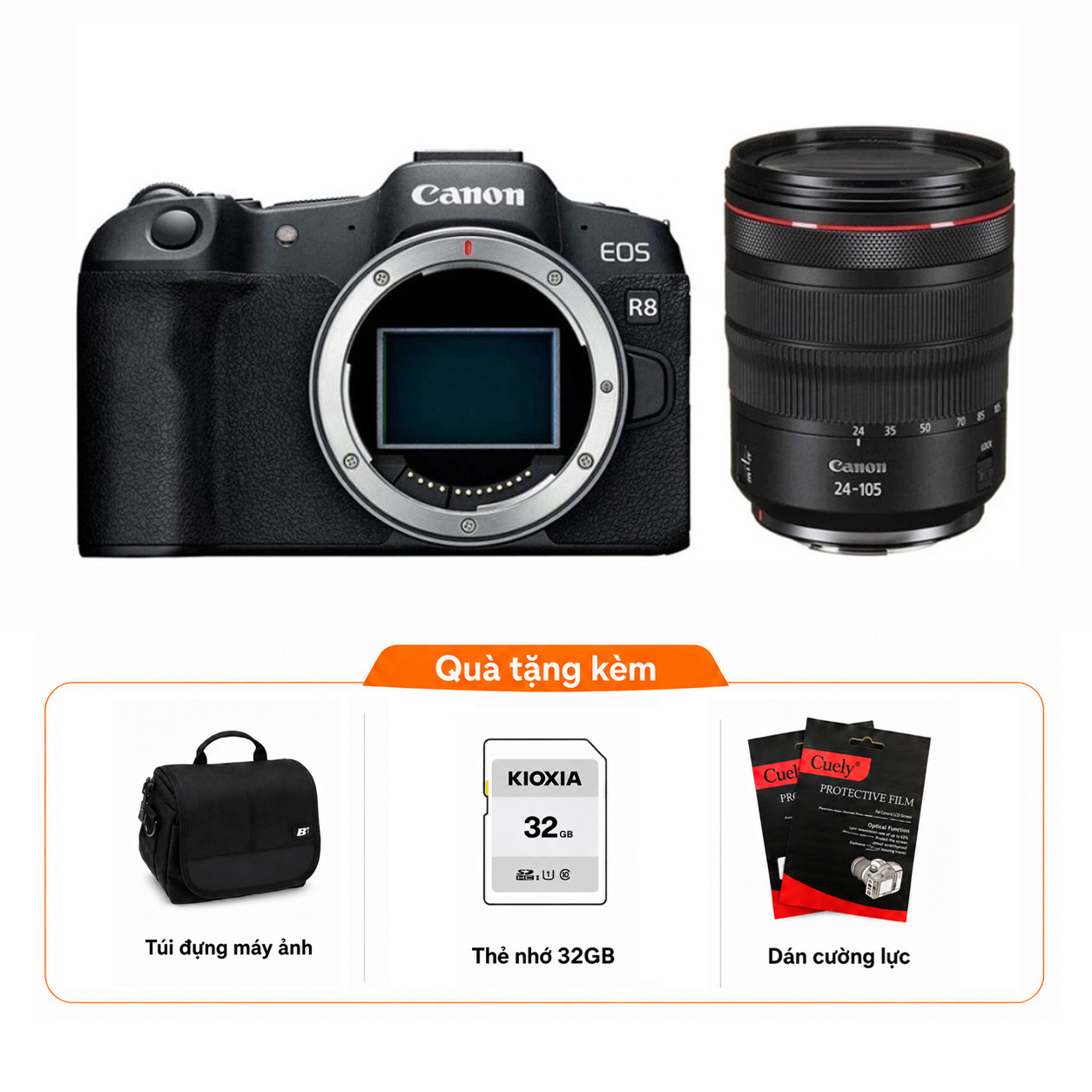 Canon EOS R8 + Kèm Lens Canon RF 24-105mm f/4L (Chính hãng)