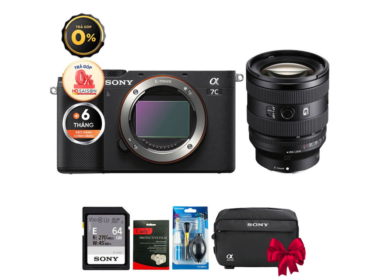 Sony A7C + FE 20-70mm f/4 G (Chính hãng) (Thẻ Nhớ 64GB + Túi Máy Ảnh + Bộ Vệ Sinh)