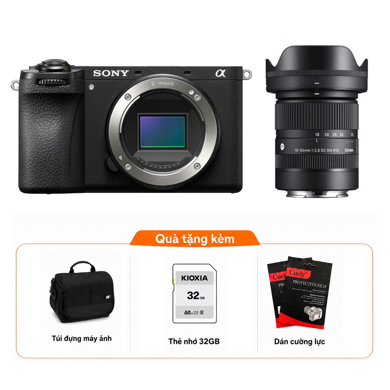 Sony ZV-E10 + Kèm Lens Sigma 18-50mm f/2.8, Black (Chính hãng)