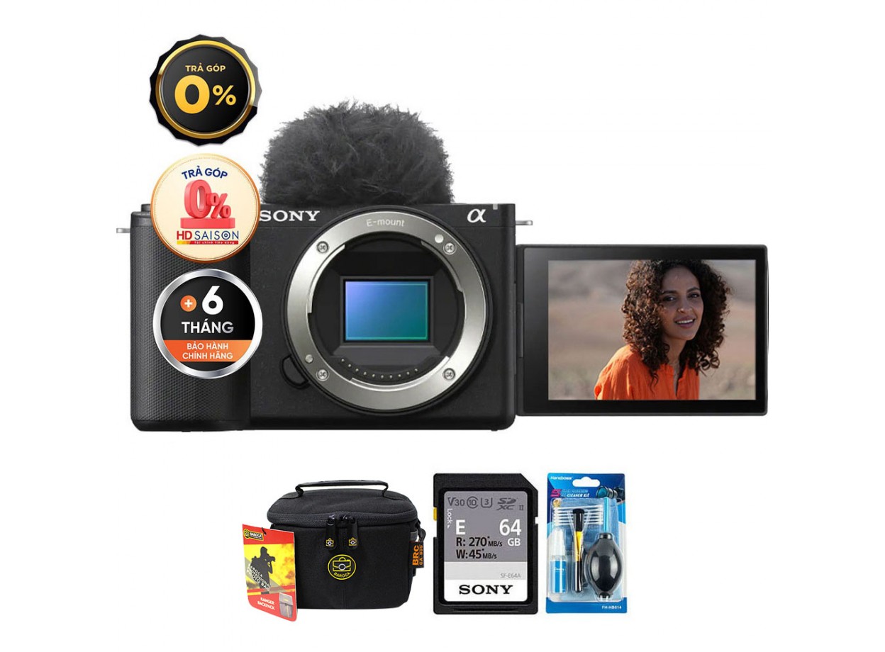 Sony ZV-E10 II (Chính hãng) (Thẻ Nhớ 64GB + Túi Máy Ảnh + Bộ Vệ Sinh, Body Only, Black)