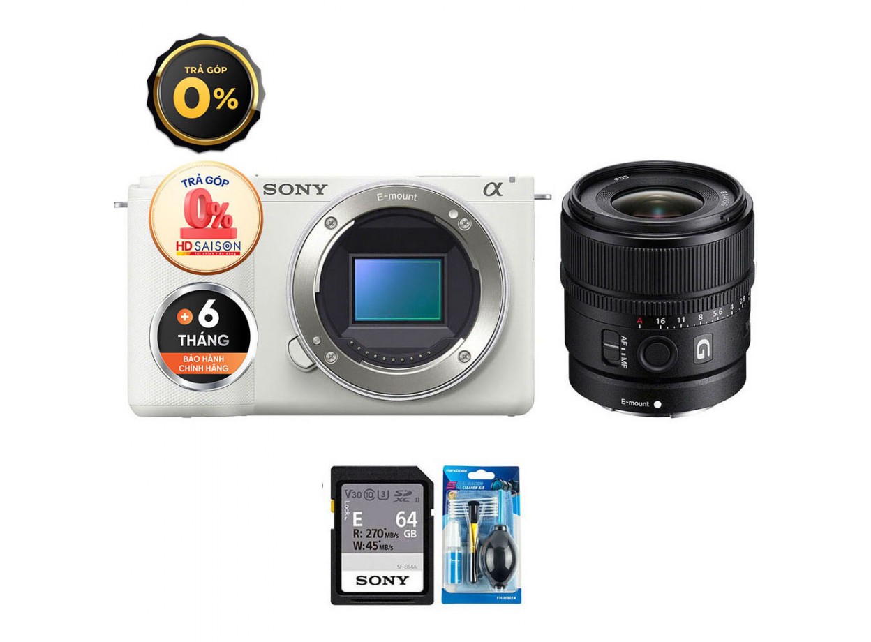 Sony ZV-E10 II + E 15mm f/1.4 (Chính hãng) (Thẻ Nhớ 64GB + Bộ Vệ Sinh)