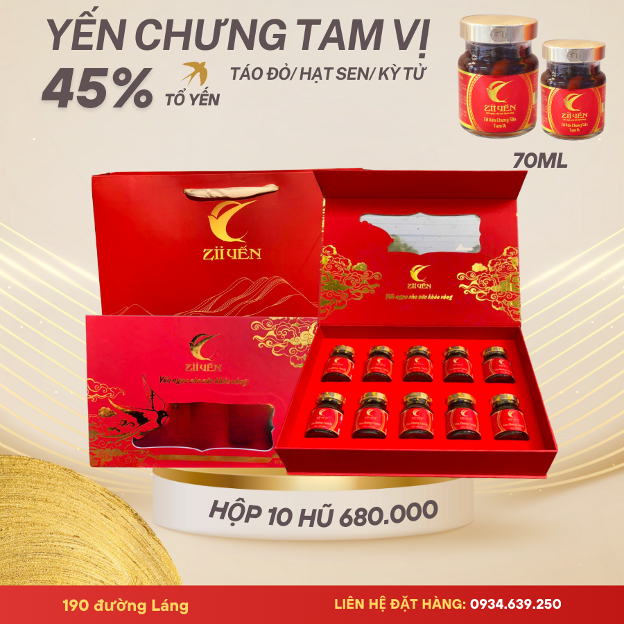 Yến Sào chưng sẵn  tam vị 45%  Tổ Yến