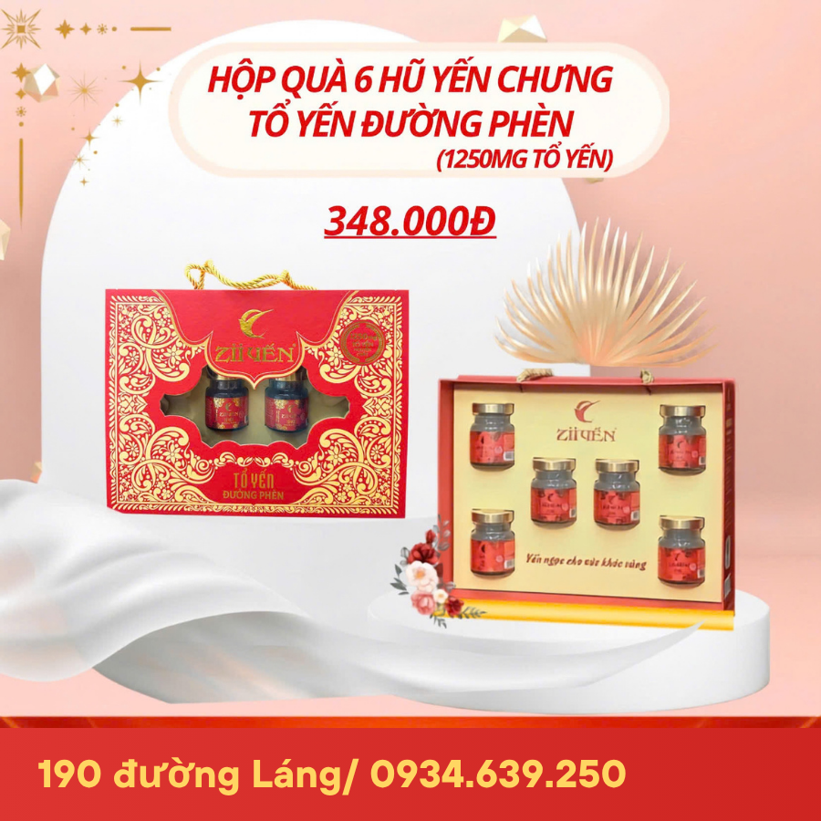 Hộp quà 10 hũ yến chưng sẵn đường phèn 1250mg tổ yến