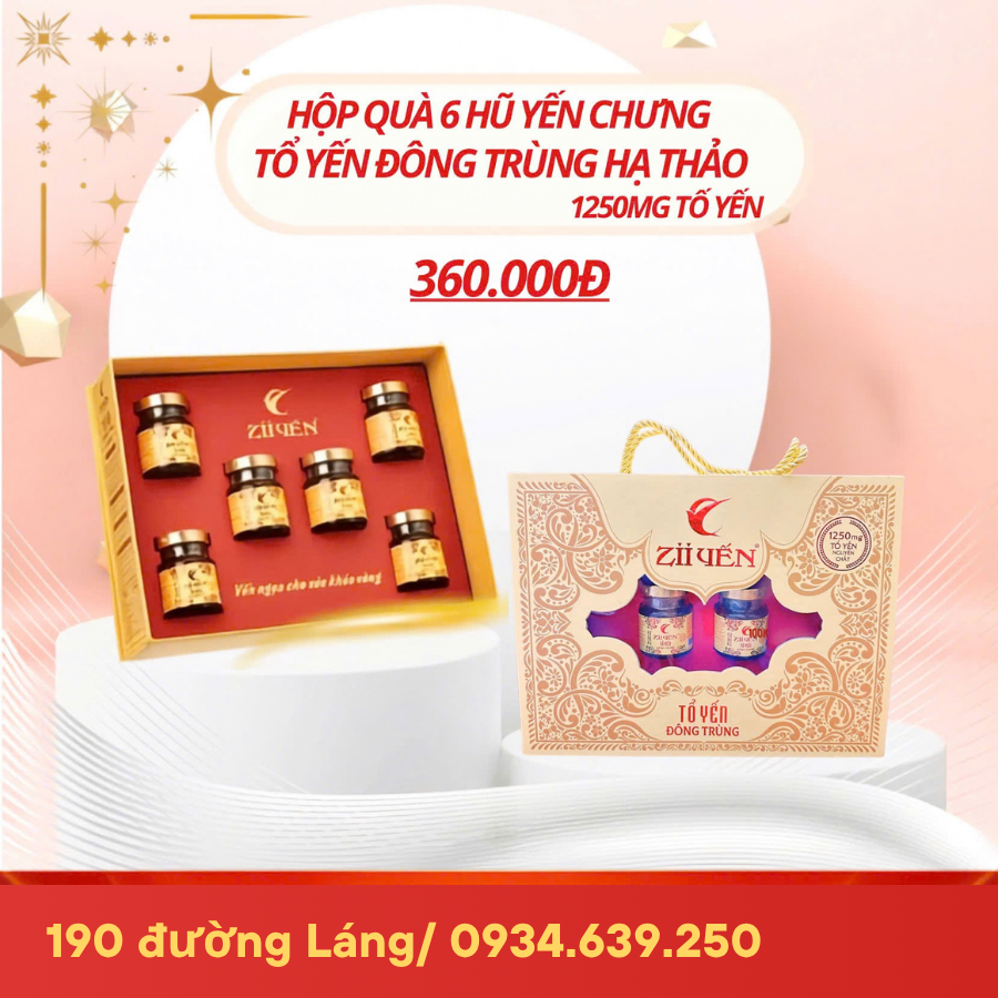 Hộp quà 15 hũ yến chưng đông trùng hạ thảo 1250mg