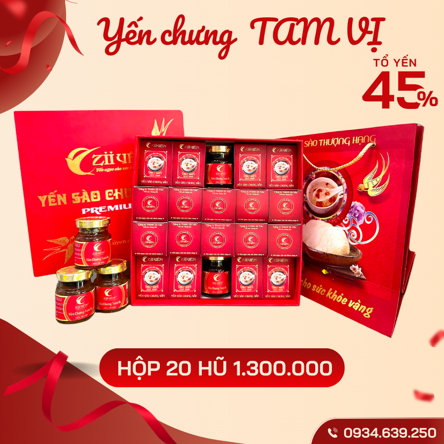 Yến Sào chưng sẵn  tam vị 45%  Tổ Yến