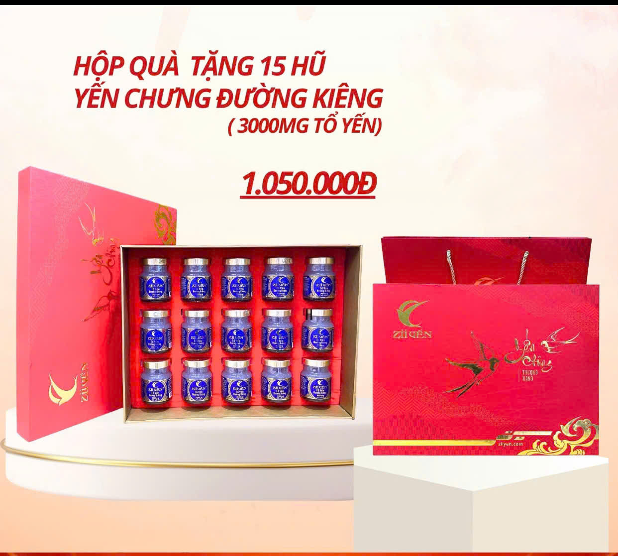 Yến tươi chưng đường ăn kiêng 3000mg Tổ Yến