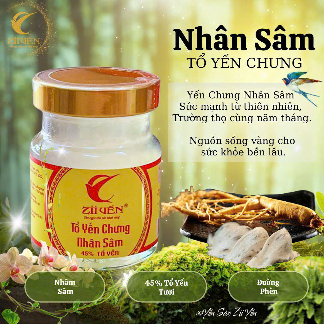 Yến sào chưng sẵn  nhân sâm 3000mg Tổ Yến