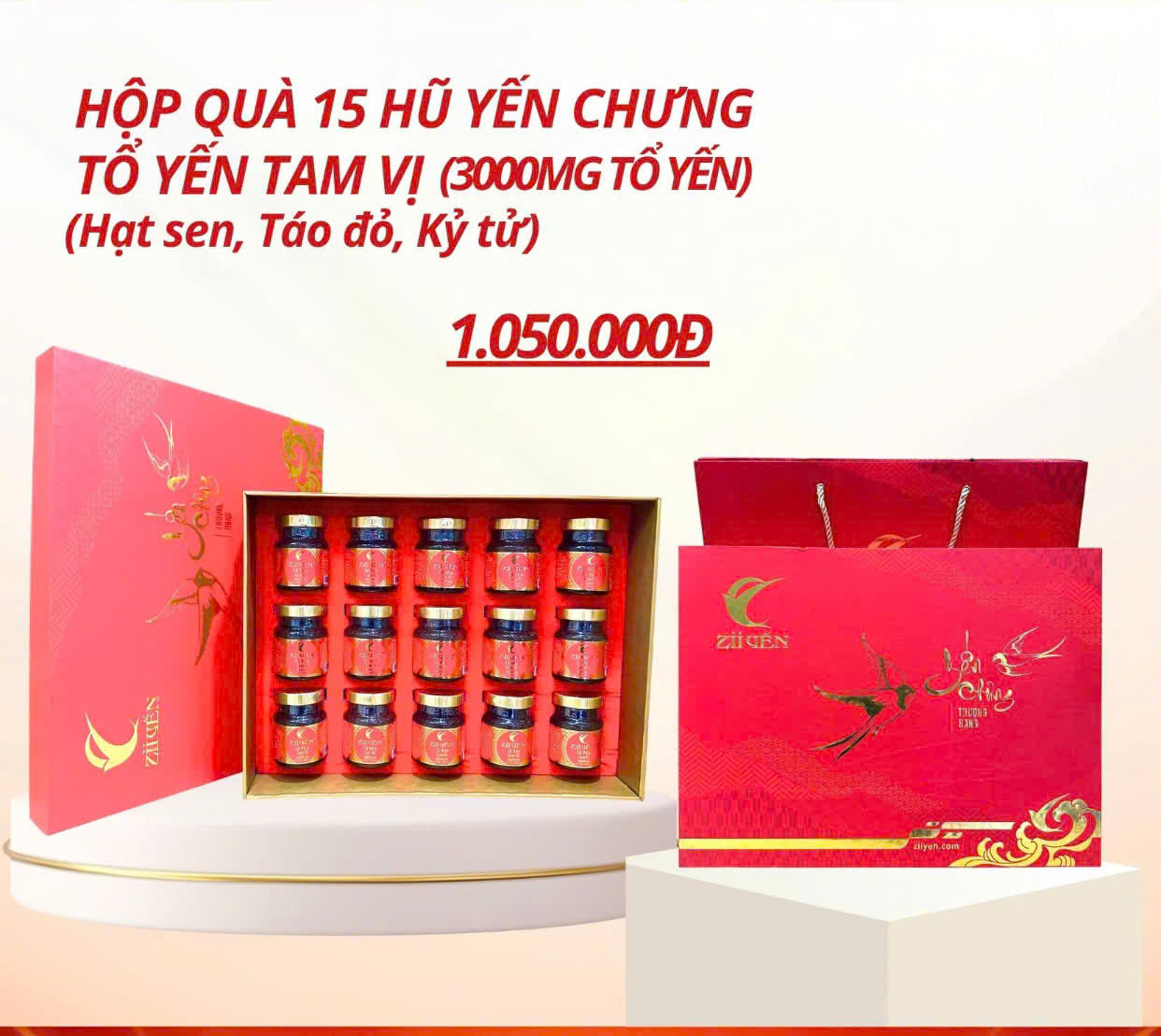 Yến Sào chưng sẵn  tam vị 3000mg Tổ Yến