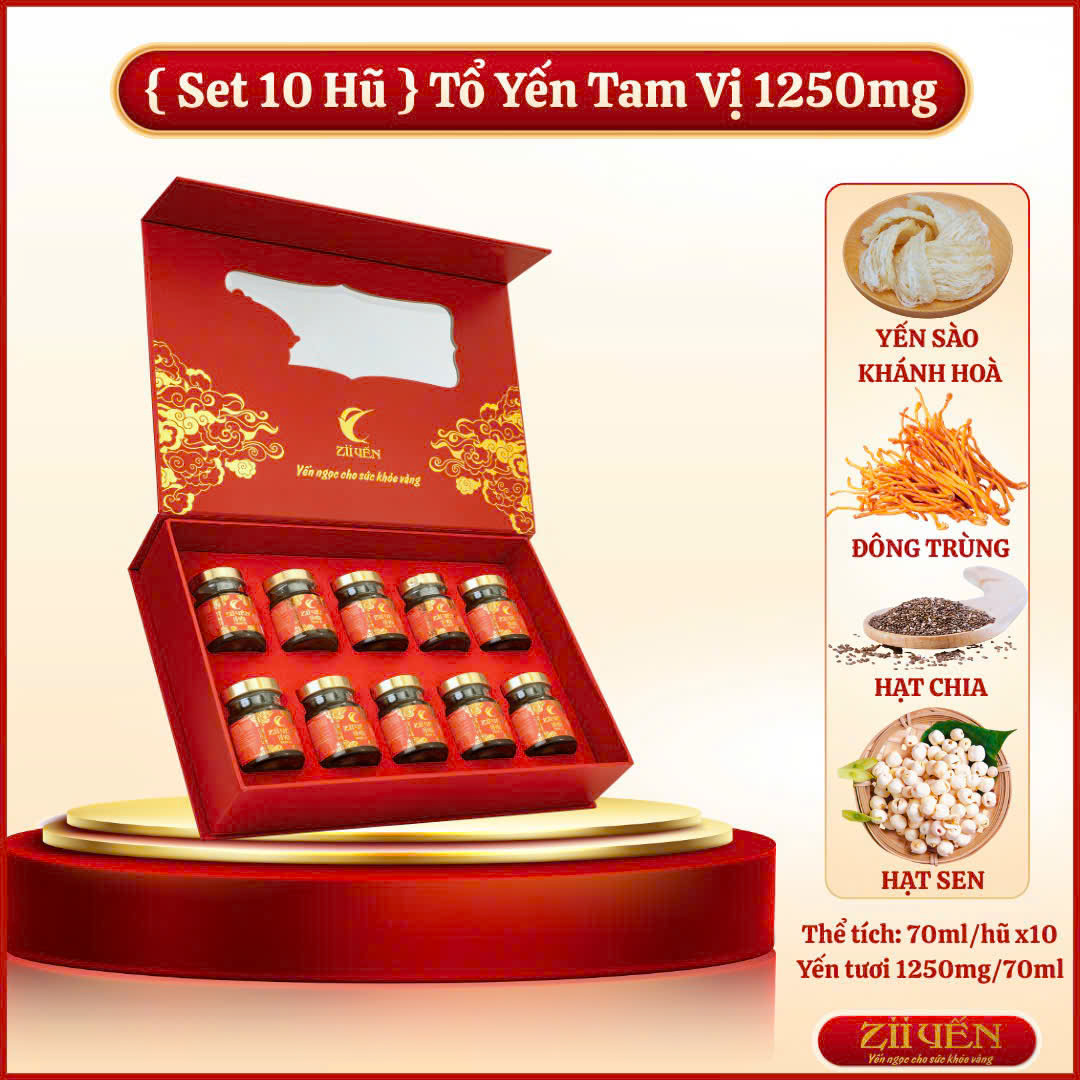 Hộp quà 10 hũ yến chưng sẵn đường phèn 1250mg tổ yến
