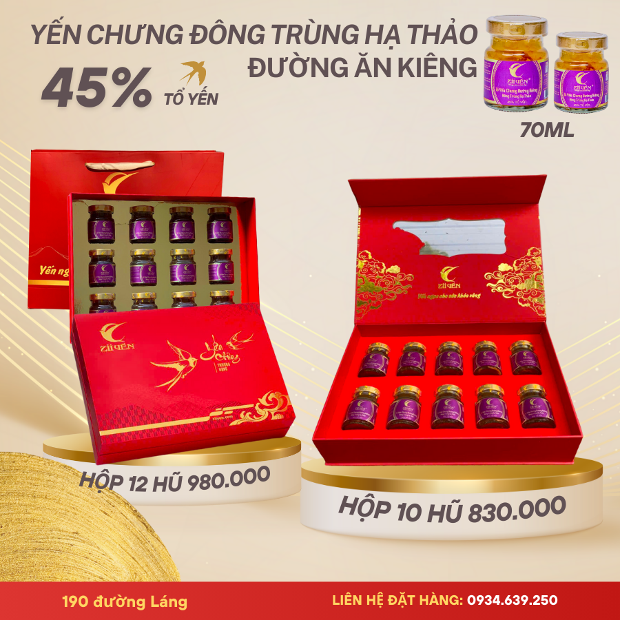 Yến chưng Đông Trùng HT - Đường ăn kiêng 45% Tổ Yến
