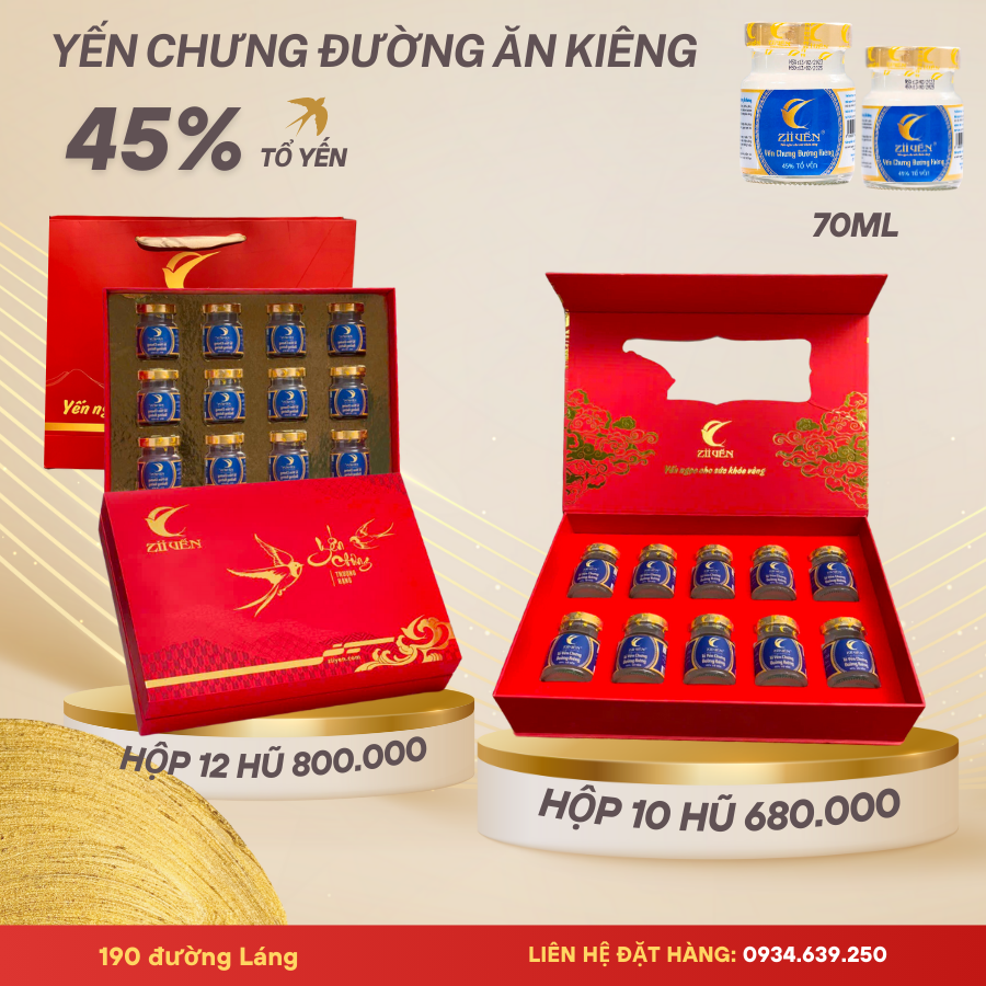 Yến chưng sẵn  đường ăn kiêng 45% Tổ Yến