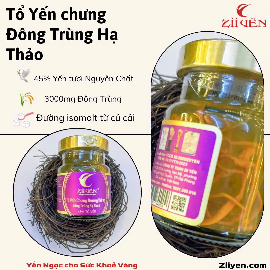 Yến chưng Đông Trùng HT - Đường ăn kiêng 45% Tổ Yến