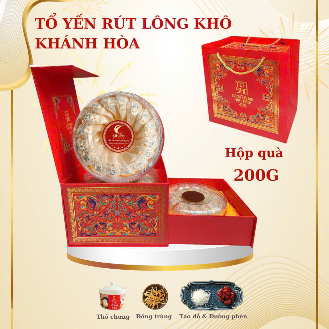Hộp quà tổ yến rút lông khô Khánh Hòa 200g