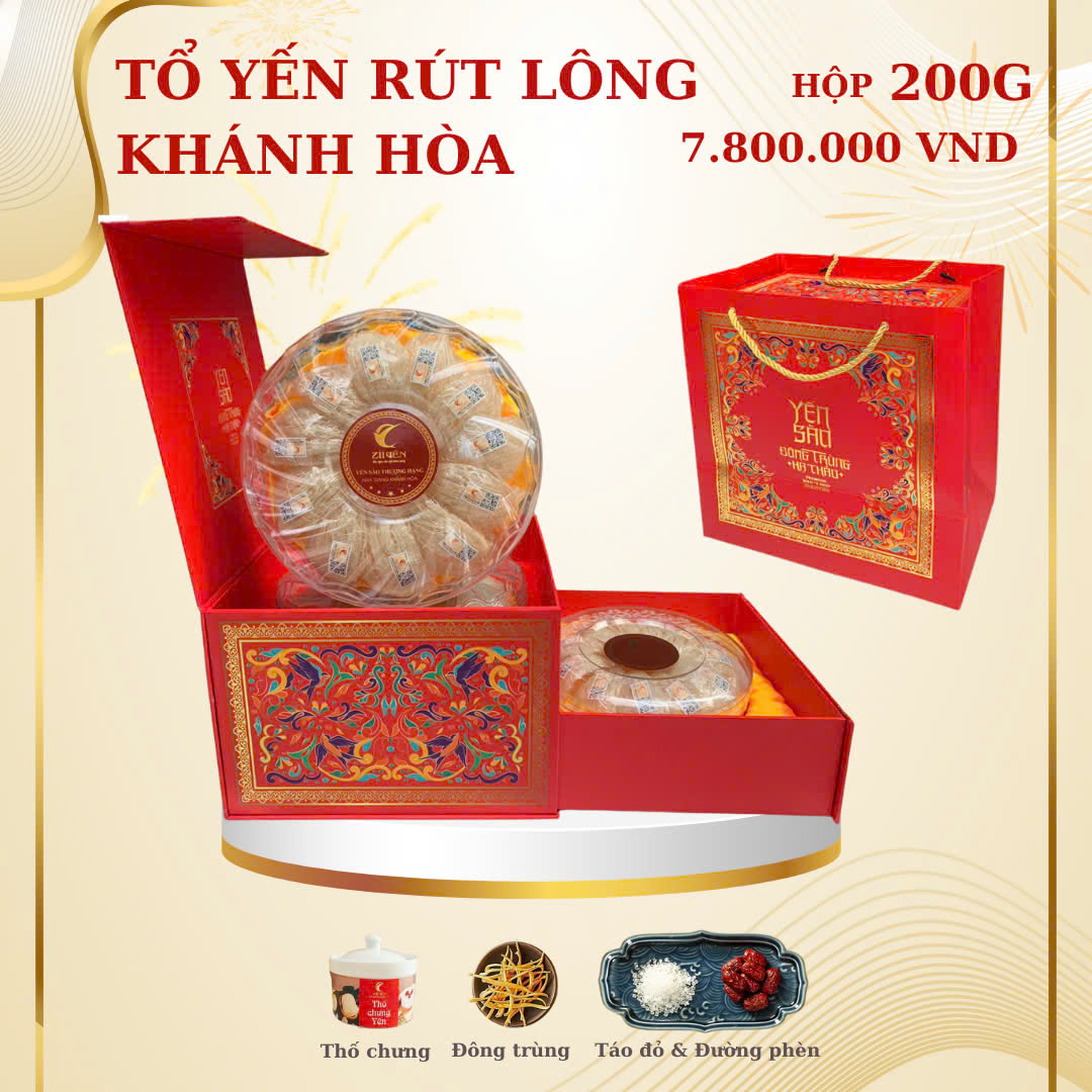 Hộp quà yến sào rút lông Khánh Hòa - 200g