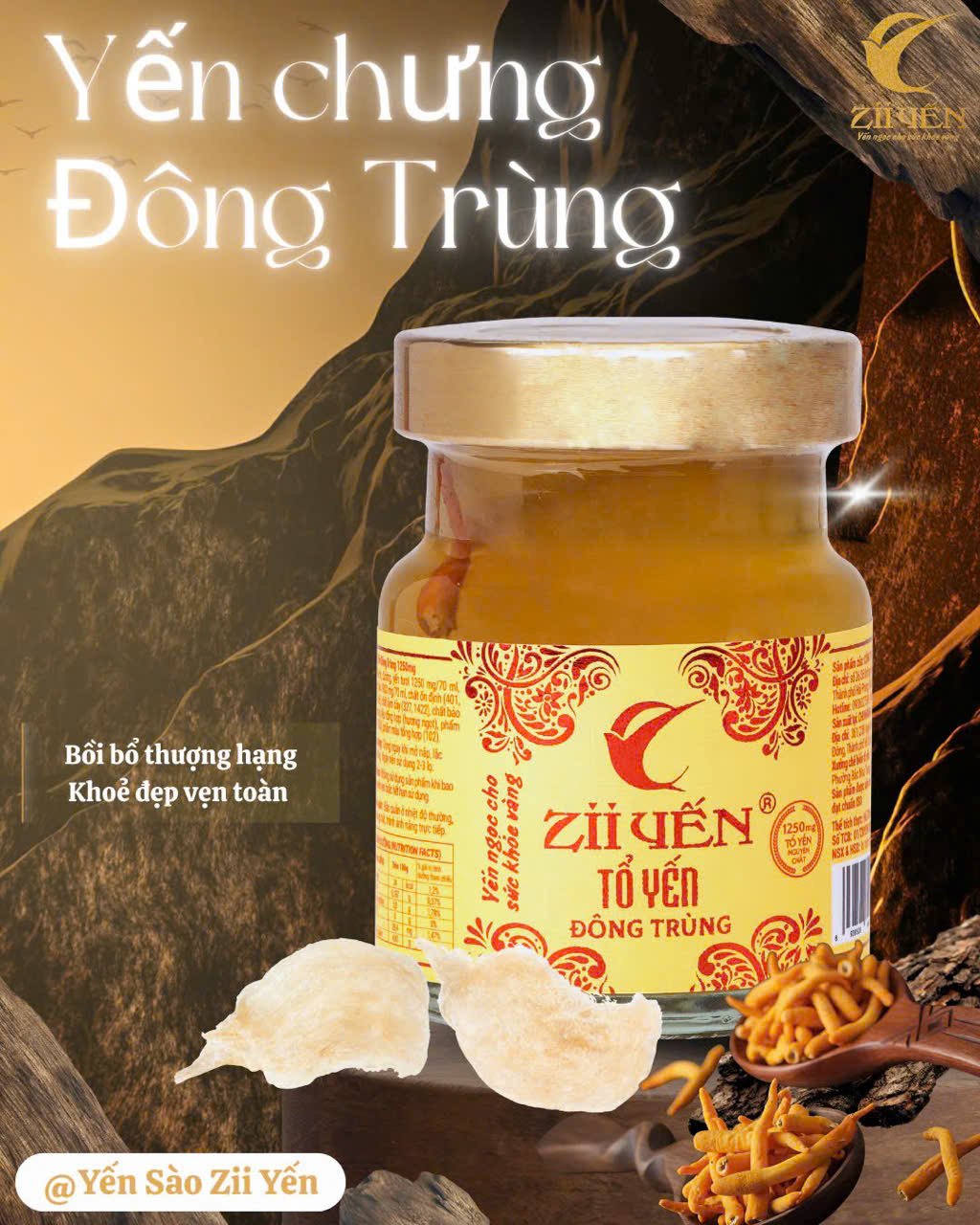 Hộp quà 6 hũ yến chưng mix vị 1250mg tổ yến