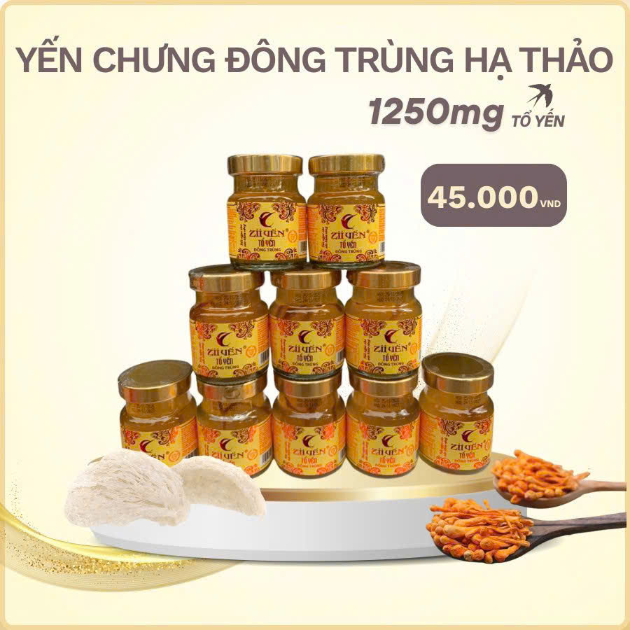 Hộp quà 12 hũ yến chưng đông trùng hạ thảo 1250mg