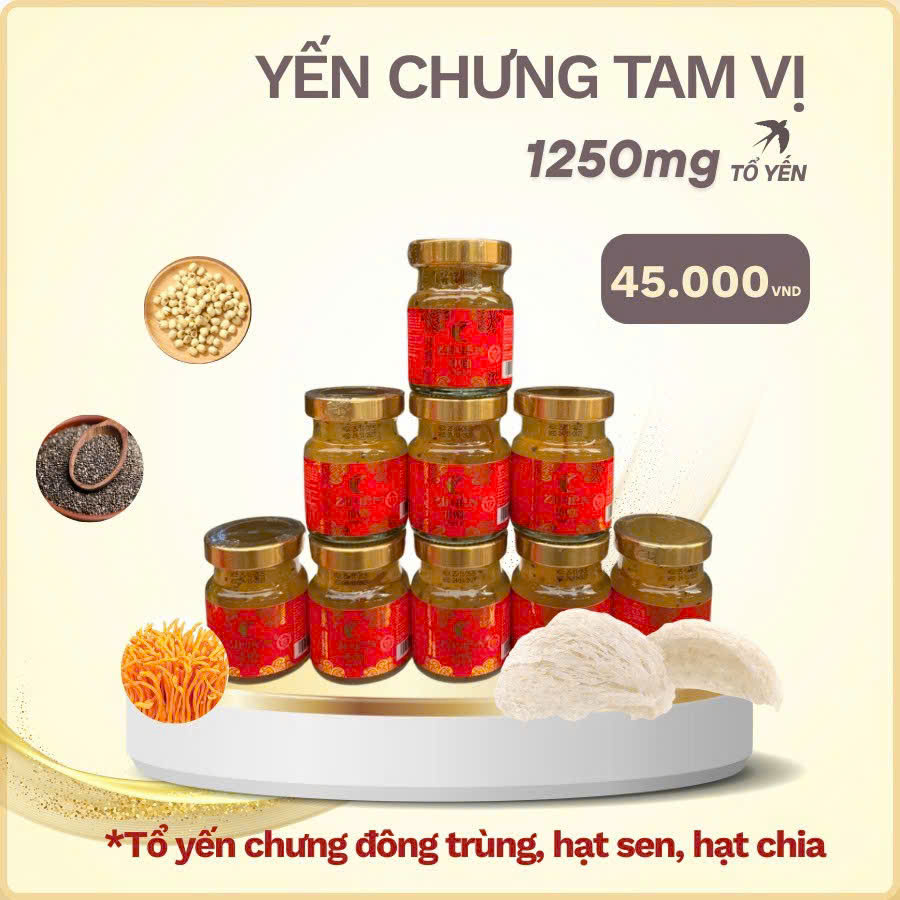 Hộp quà 12 hũ yến chưng đông trùng hạ thảo 1250mg