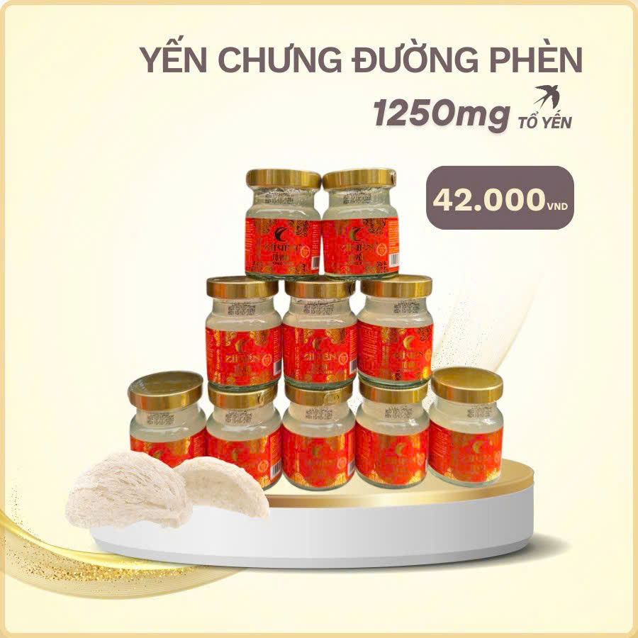 Hộp quà 10 hũ yến chưng sẵn đường phèn 1250mg tổ yến