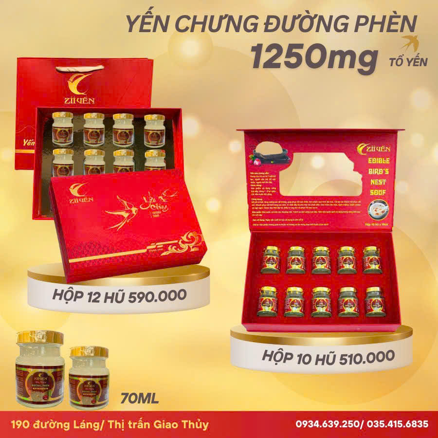 Hộp quà 10 hũ yến chưng sẵn đường phèn 1250mg tổ yến