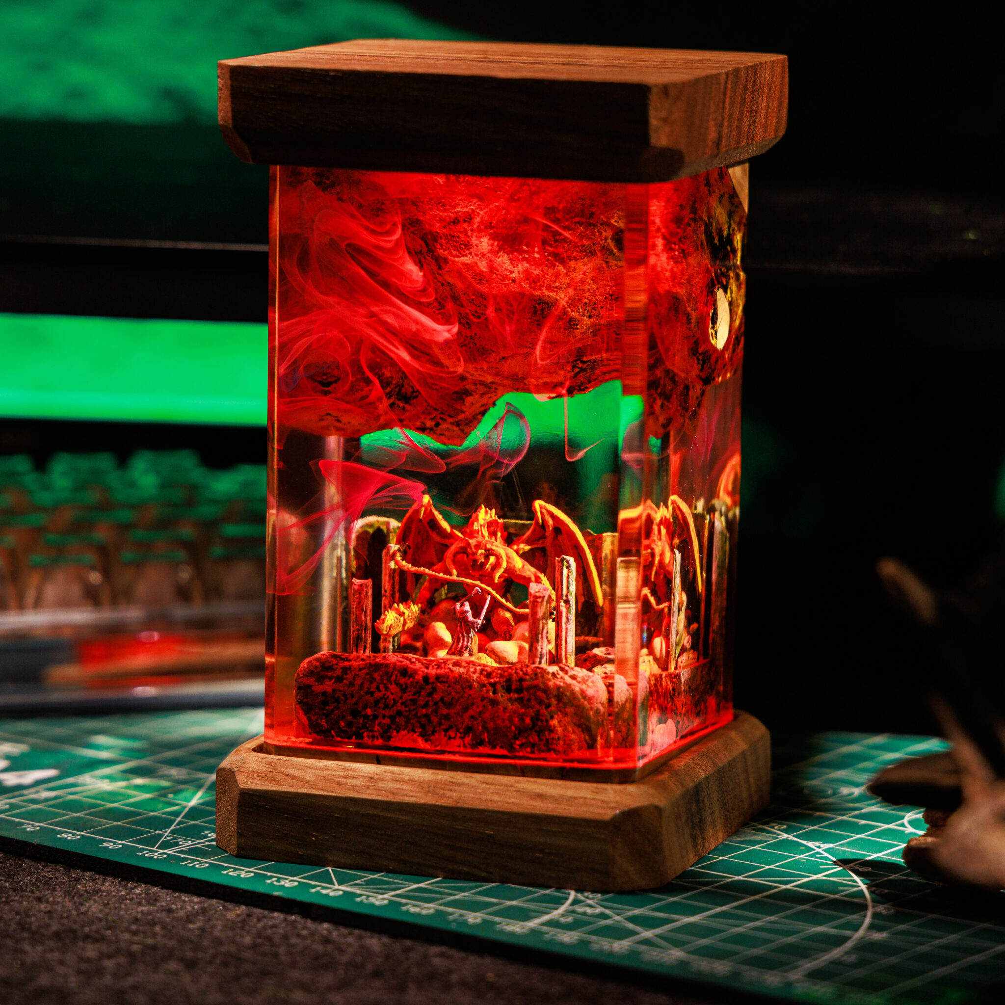 Mythical War Resin Lamp – A Magical Battle Captured in Light