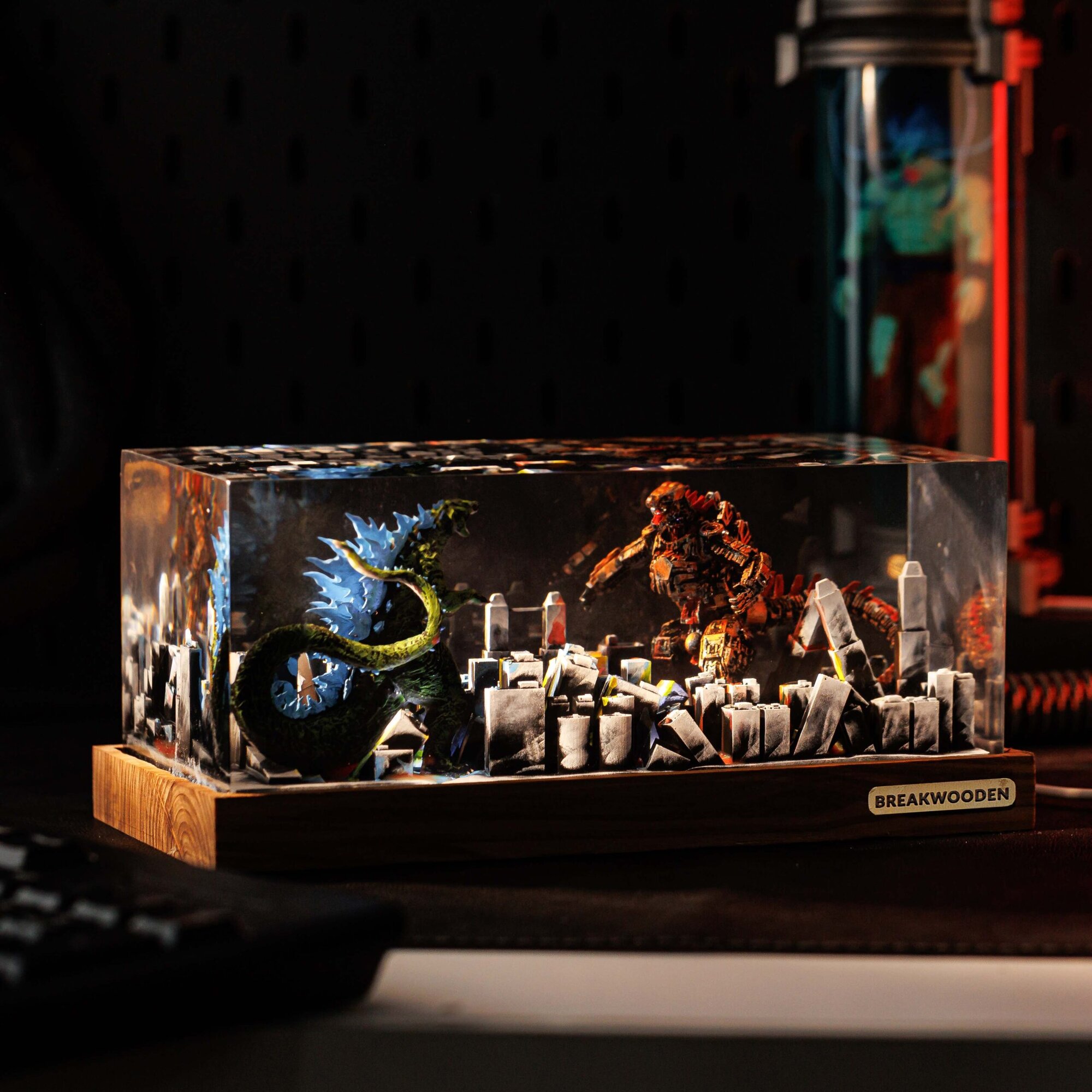 Monster Battle Resin Lamp – Light Up the Legendary Clash