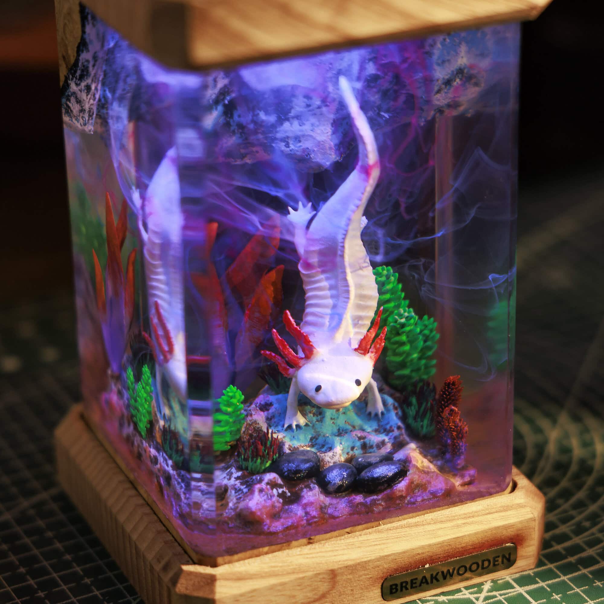 Axolotl Resin Lamp — A Glowing Underwater Fantasy in Your Room
