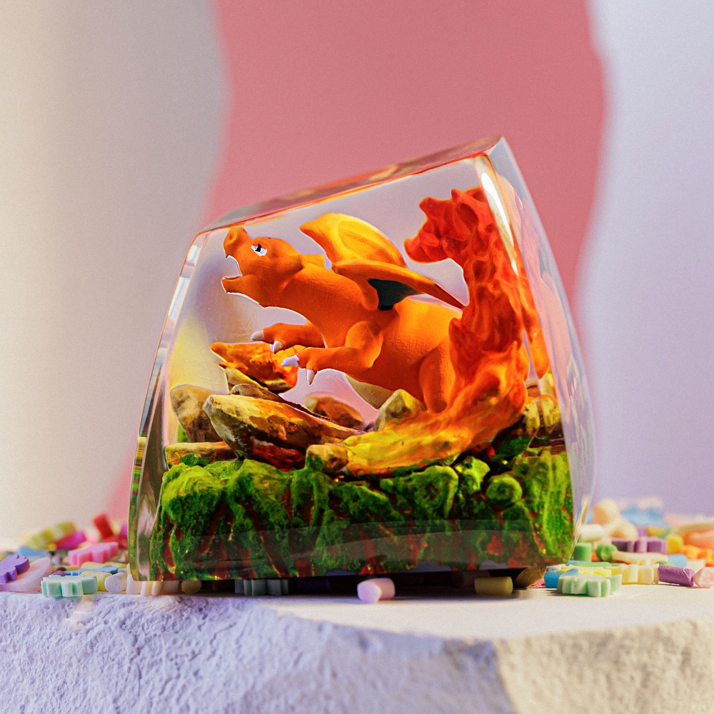 Unleash the Blaze: Pokemon – Charizard Artisan Keycap by Breakwooden