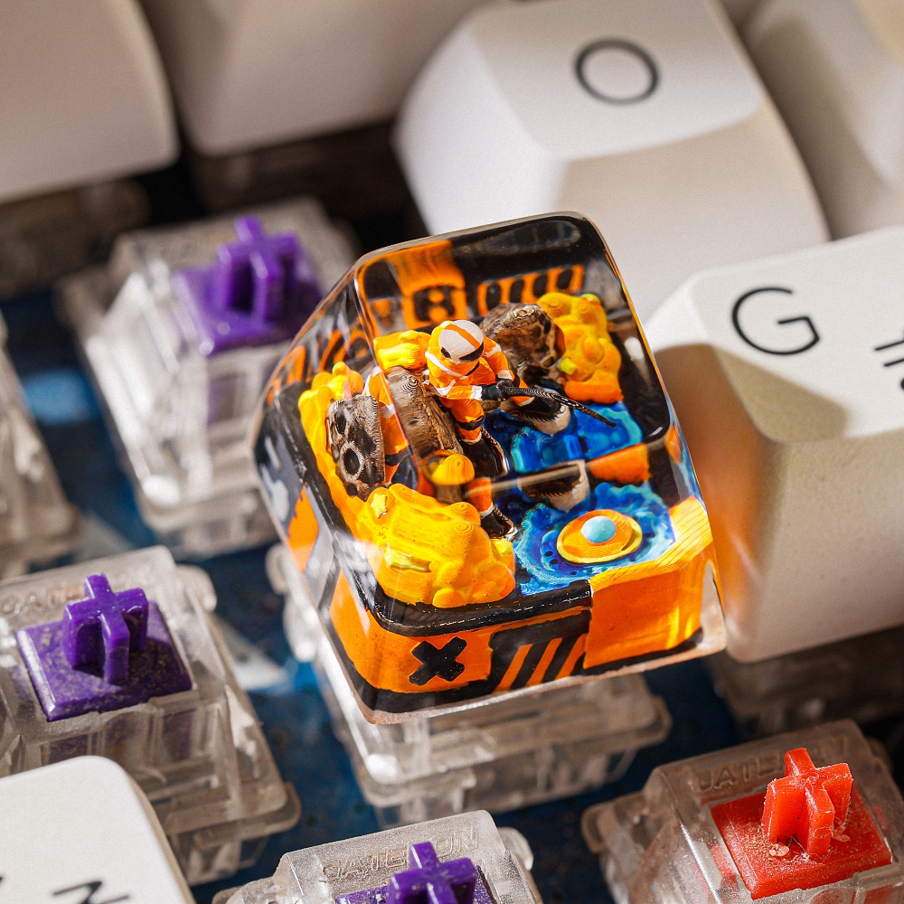 Astronaut - Orange Fishing Artisan Keycap Breakwooden