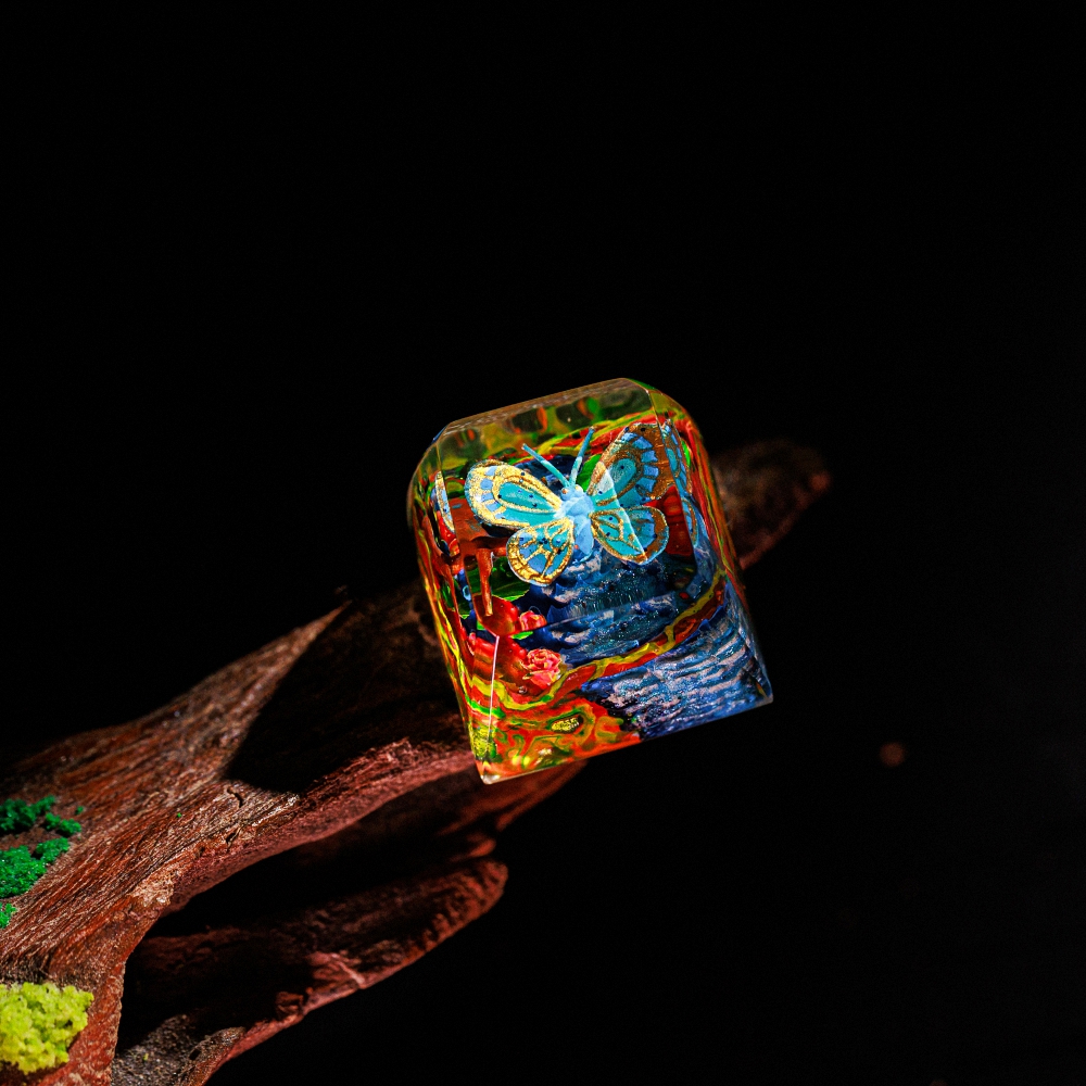 Blue Butterfly Artisan Keycap Breakwooden
