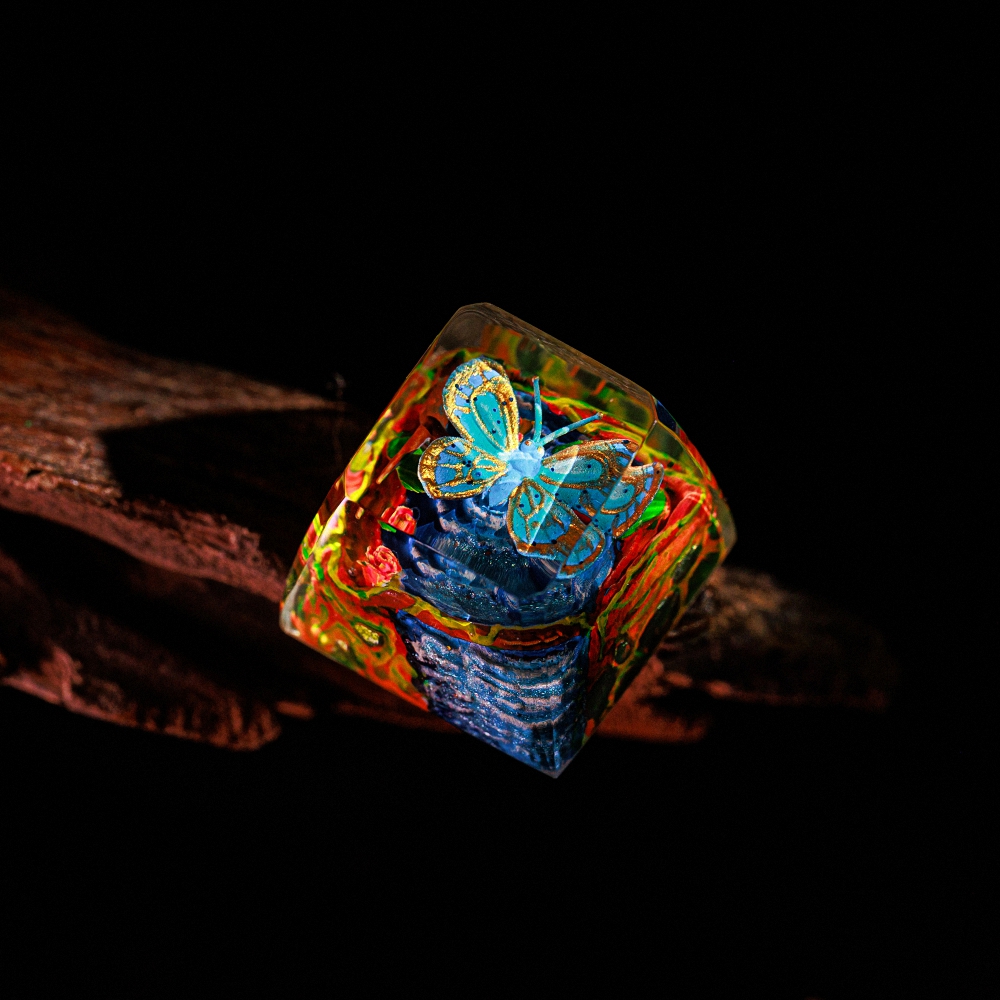 Blue Butterfly Artisan Keycap Breakwooden