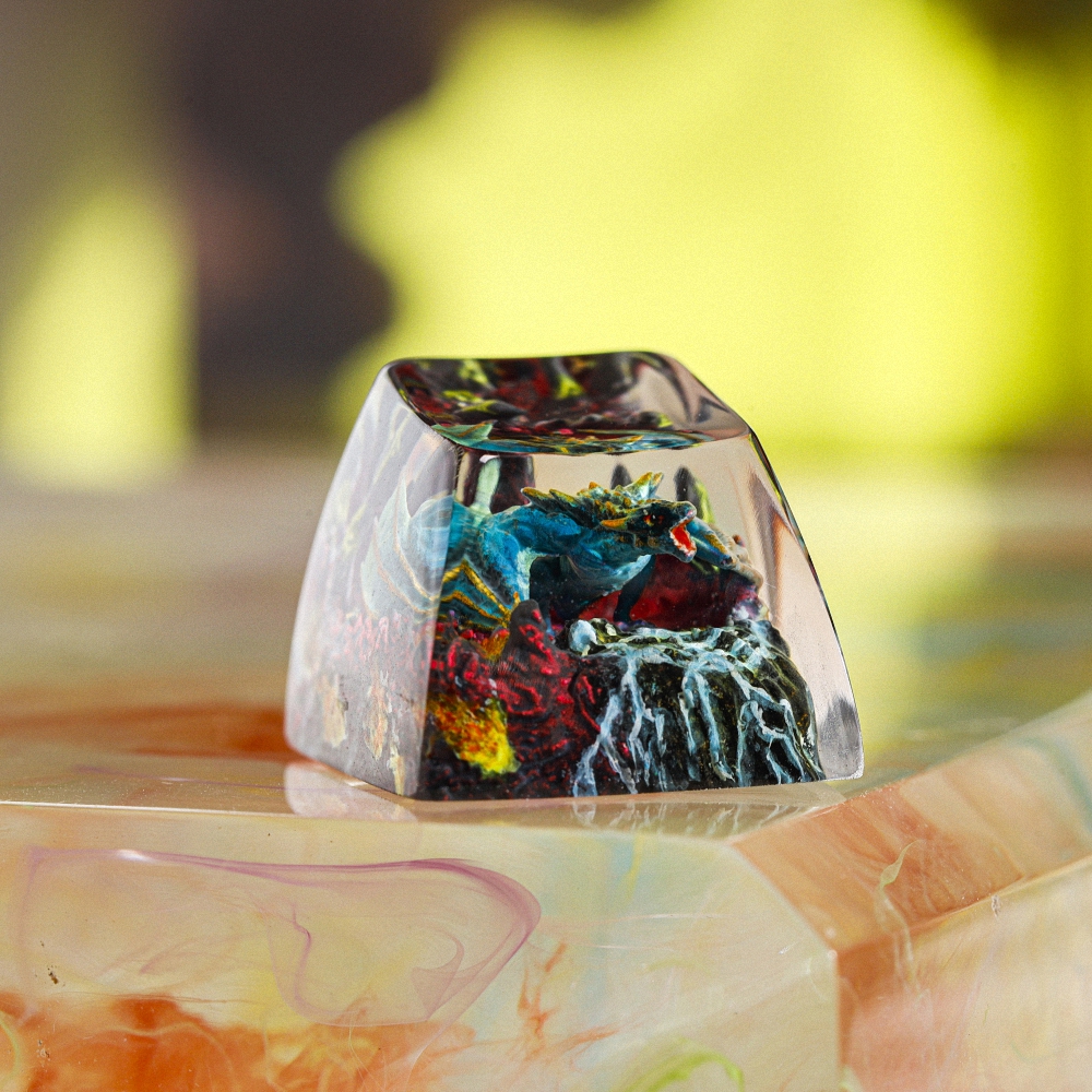 Blue Dragon Artisan Keycap Breakwooden