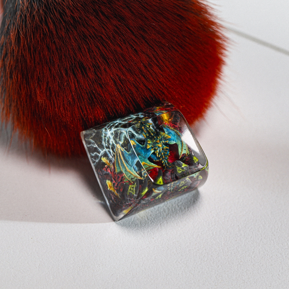 Blue Dragon Artisan Keycap Breakwooden