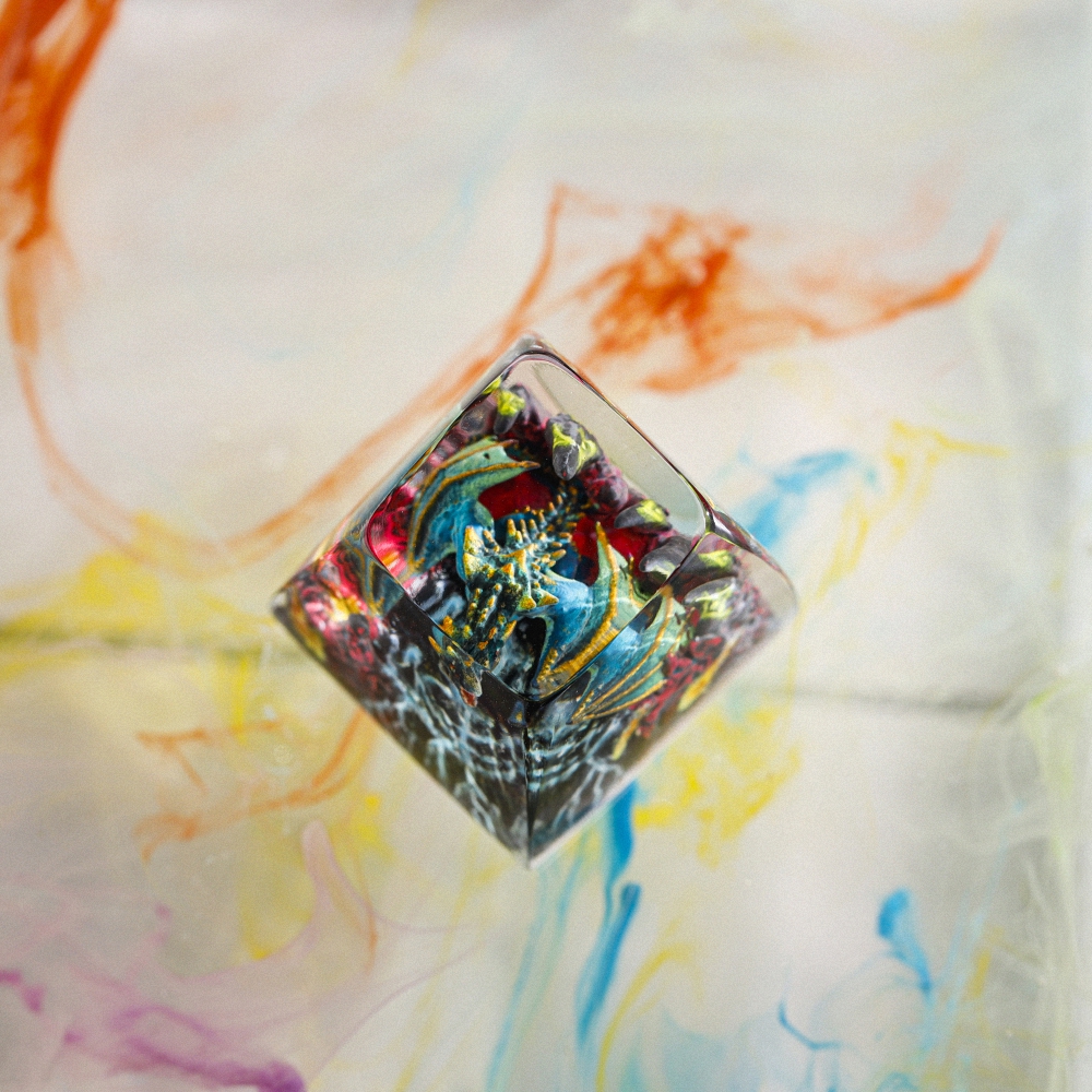 Blue Dragon Artisan Keycap Breakwooden