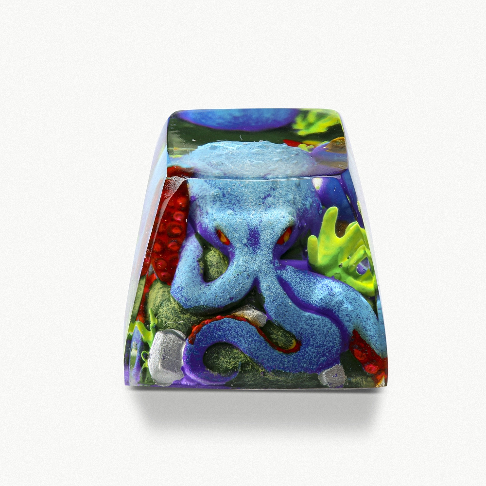 Blue Octopus Artisan Keycap Breakwooden 3