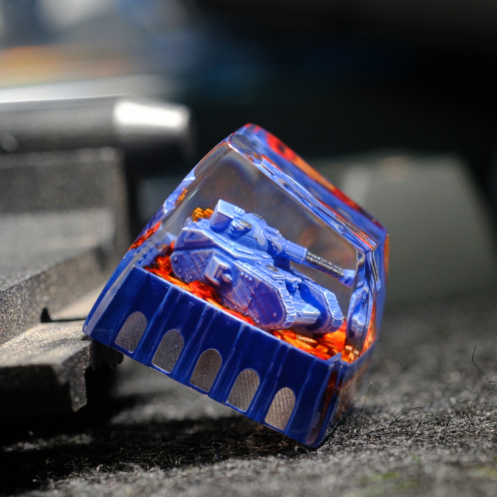 Blue Tank Artisan Keycap Breakwooden
