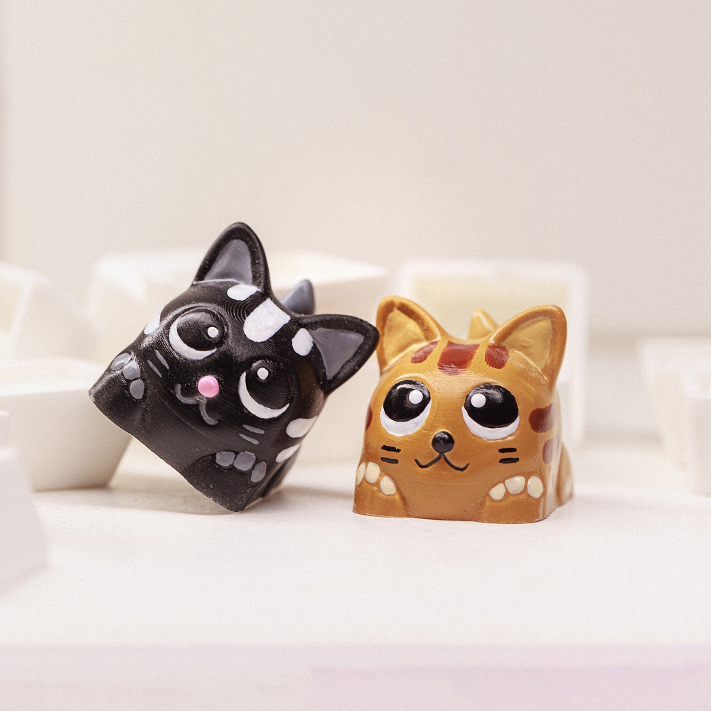 Brown and Black Cat Artisan Keycap Breakwooden