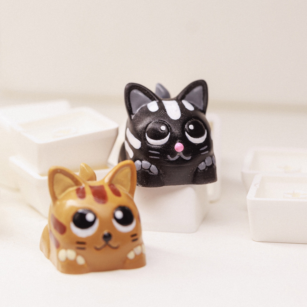 Brown and Black Cat Artisan Keycap Breakwooden