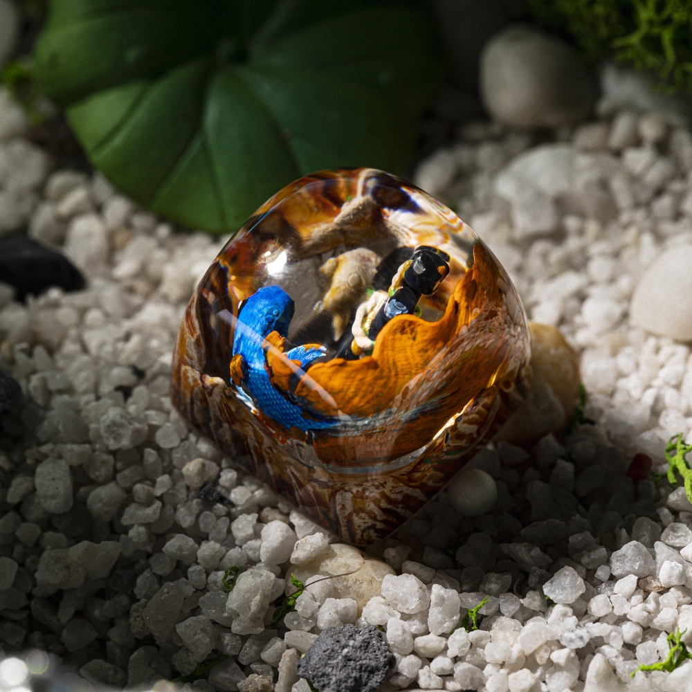 Brown and Blue Koi Fish Artisan Keycap Breakwooden