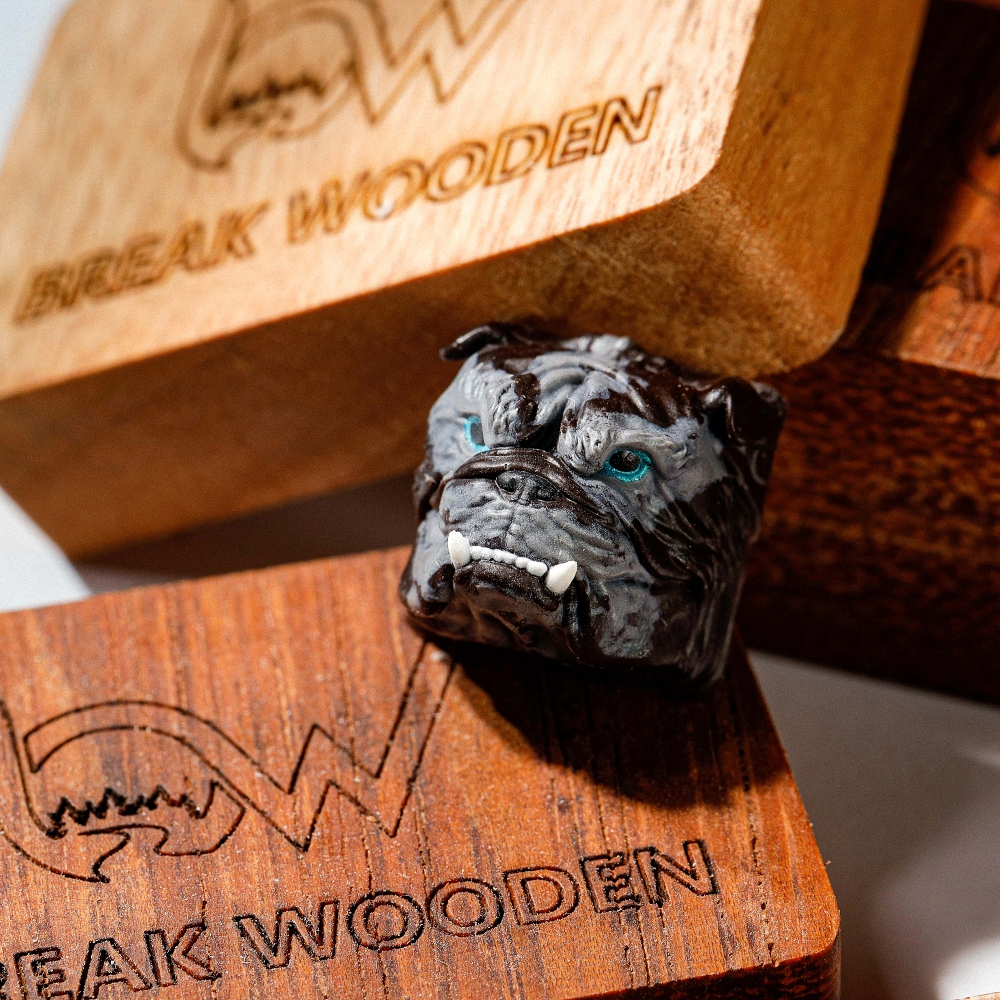 Bull Dog Artisan Keycap Breakwooden