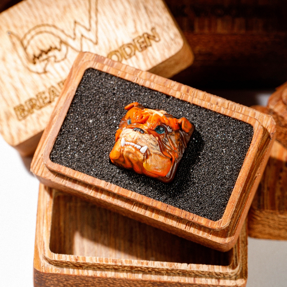 Bull Dog Artisan Keycap Breakwooden