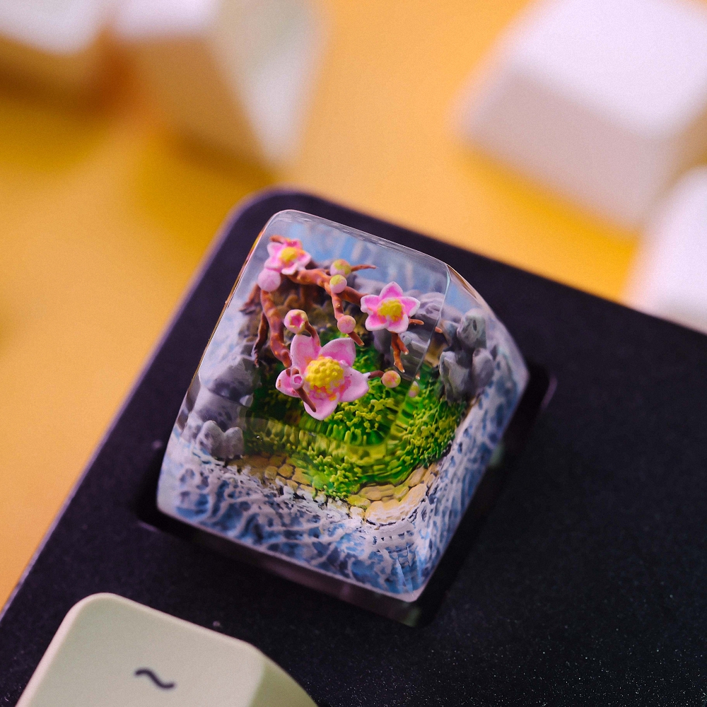 Cherry Blossoms Artisan Keycap Breakwooden 2