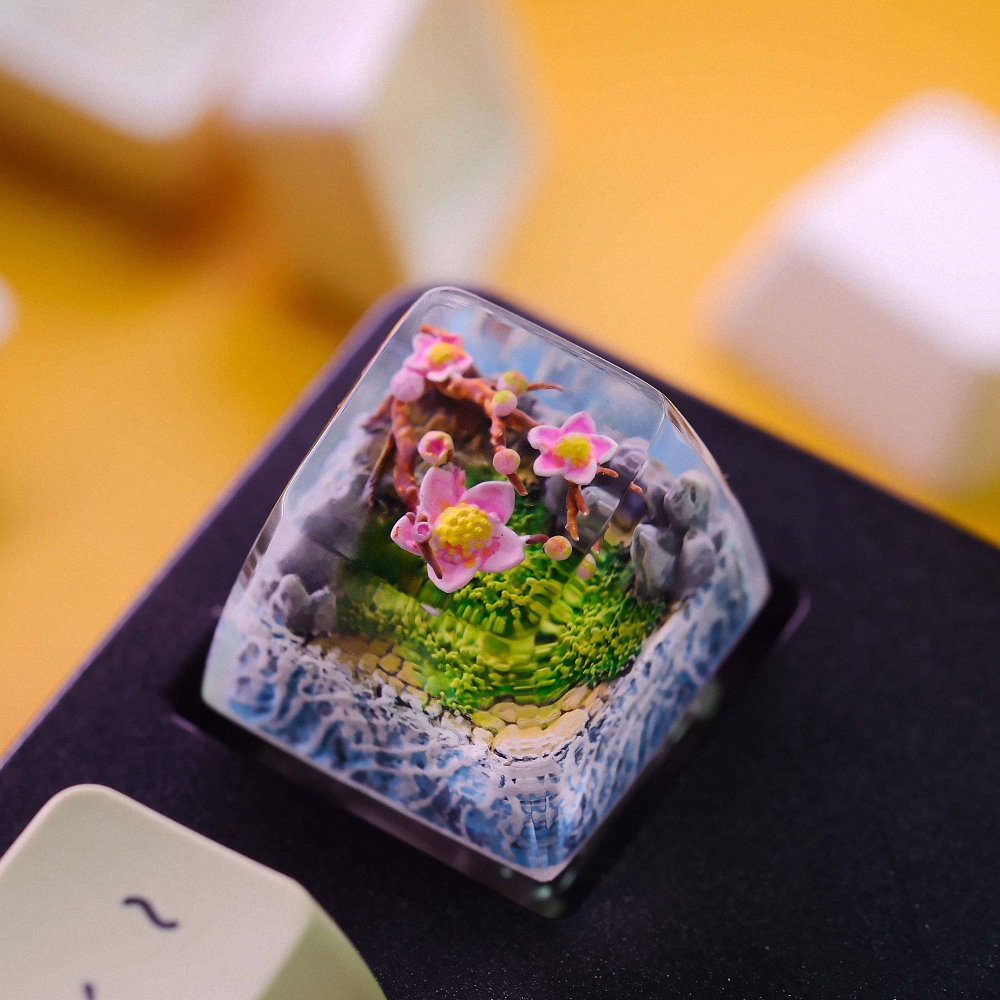 Cherry Blossoms Artisan Keycap Breakwooden 2