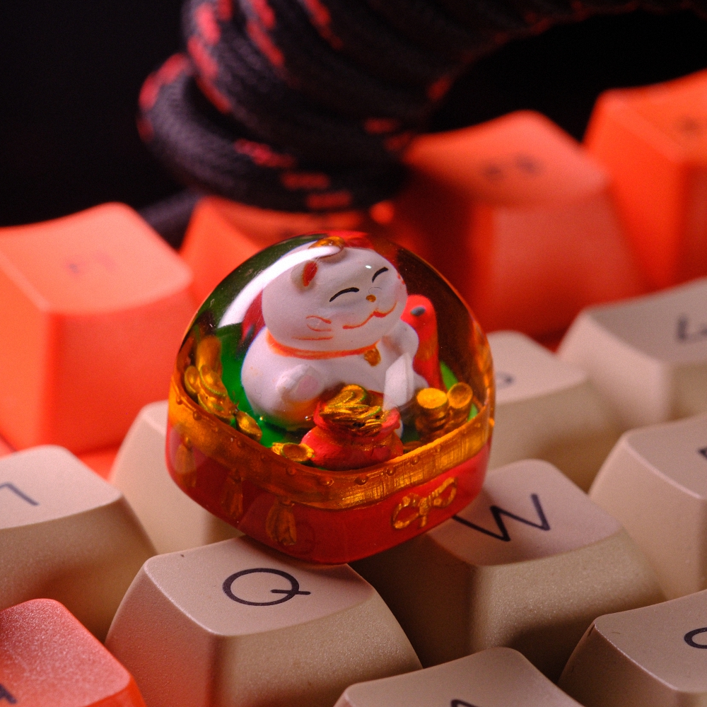 Fortune Cat Artisan Keycap Breakwooden 2
